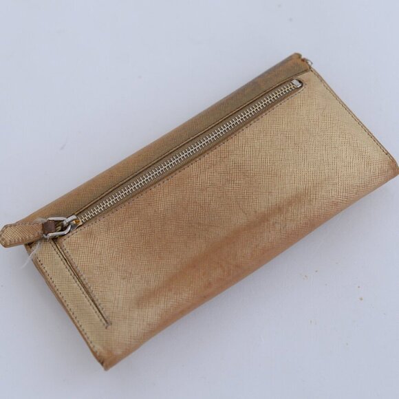 Prada Gold Saffiano Leather Pushlock Flap Wallet - Picture 7 of 14